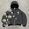 Vintage Cross Zipper Lined Zipper Jacket