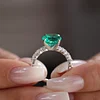 18K White Gold 2.5ct Round Colombian Lab Emerald 4 Calw Prong Ring with 8 Round Lab Diamond Side-stones