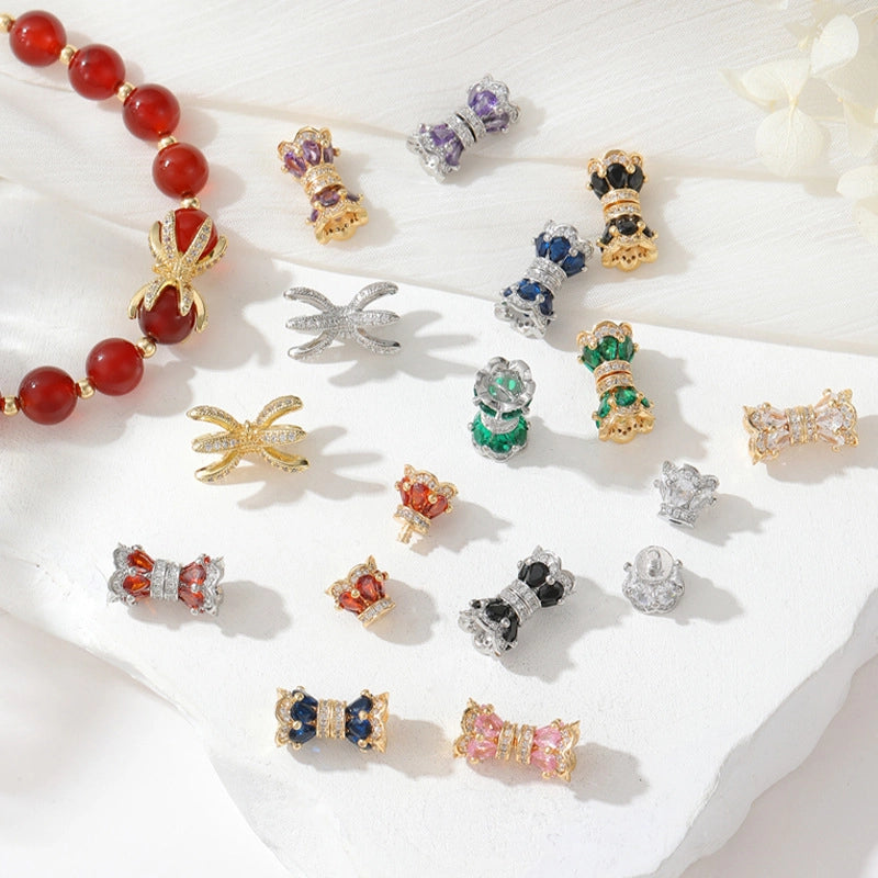 Zhongxing 14K Color Retaining Micro Inlaid Zircon Screw Buckle Small Waist Pearl Buckle DIY Bracelet Necklace Connecting Buckle Accessories