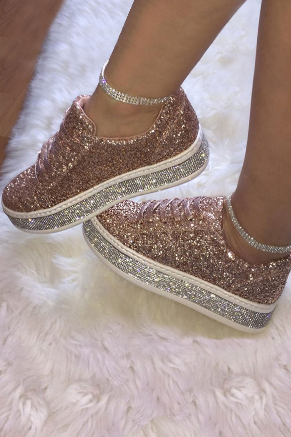 Plus Size Casual Rhinestone Shinny Shoes