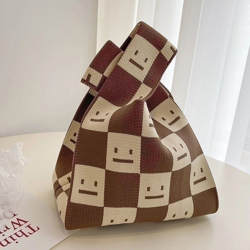 Women’s Medium Knit Letter Heart Shape Flower Cute Square Open Square Bag