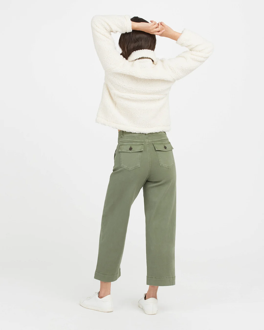 Stretch Twill Cropped Wide Leg Pant