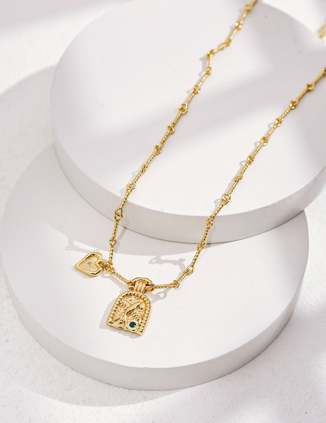 Vintage Heart and Swallow Necklace 