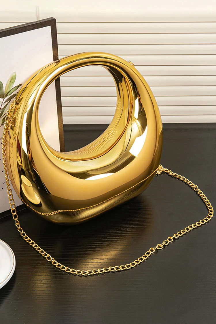 Fashion Solid Color Metallic Moon Shaped Bags 2024 - Xpluswear