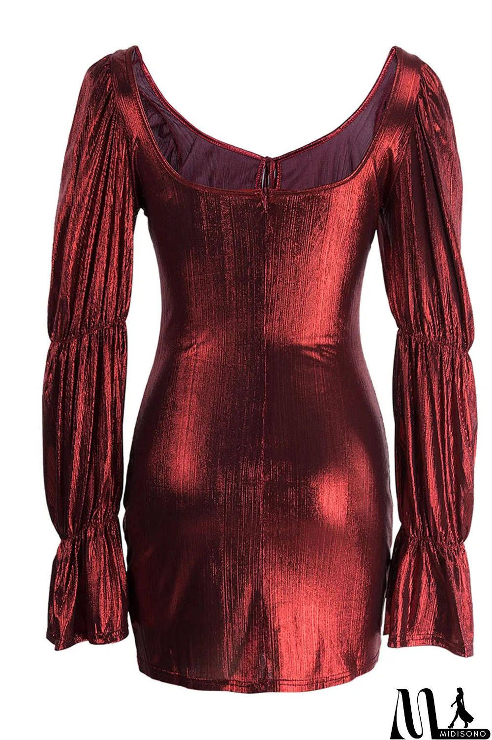 MidiSono - Red Sexy Solid Patchwork Square Collar One Step Skirt Dresses