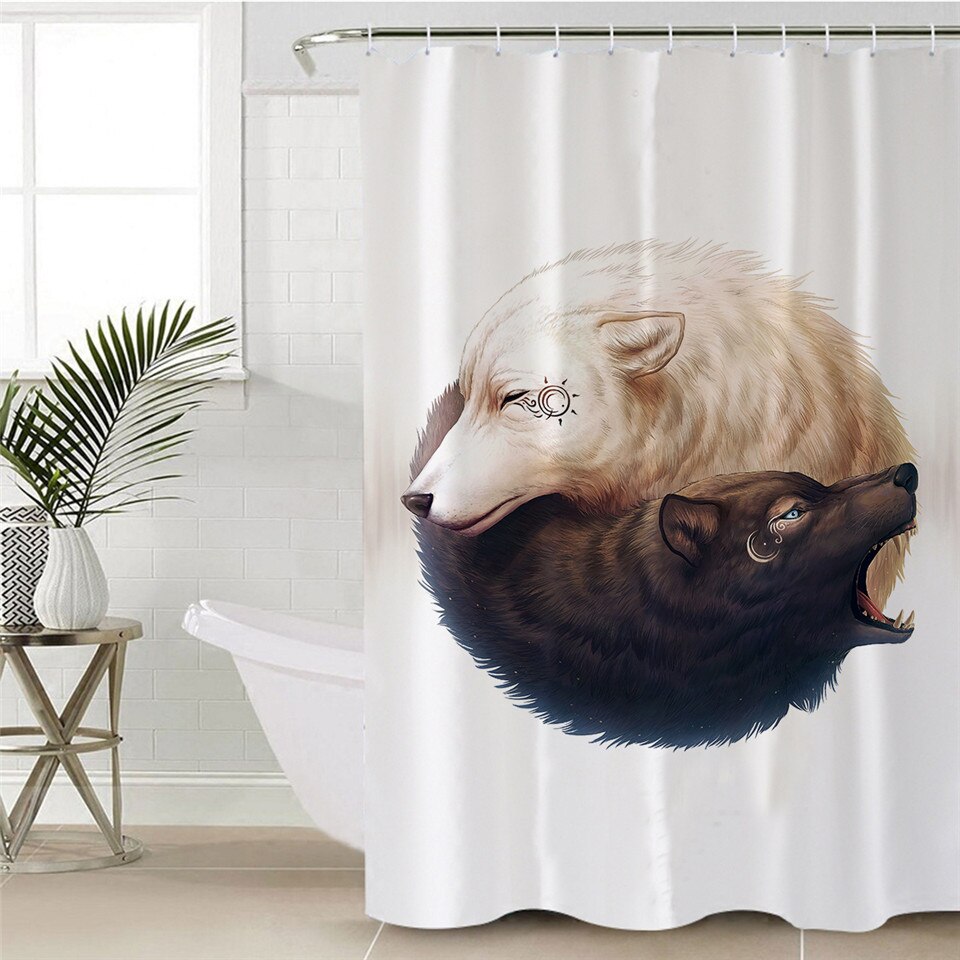 

Yin Yang Wolves - Print Shower Curtain, 180*180cm, 501 Original