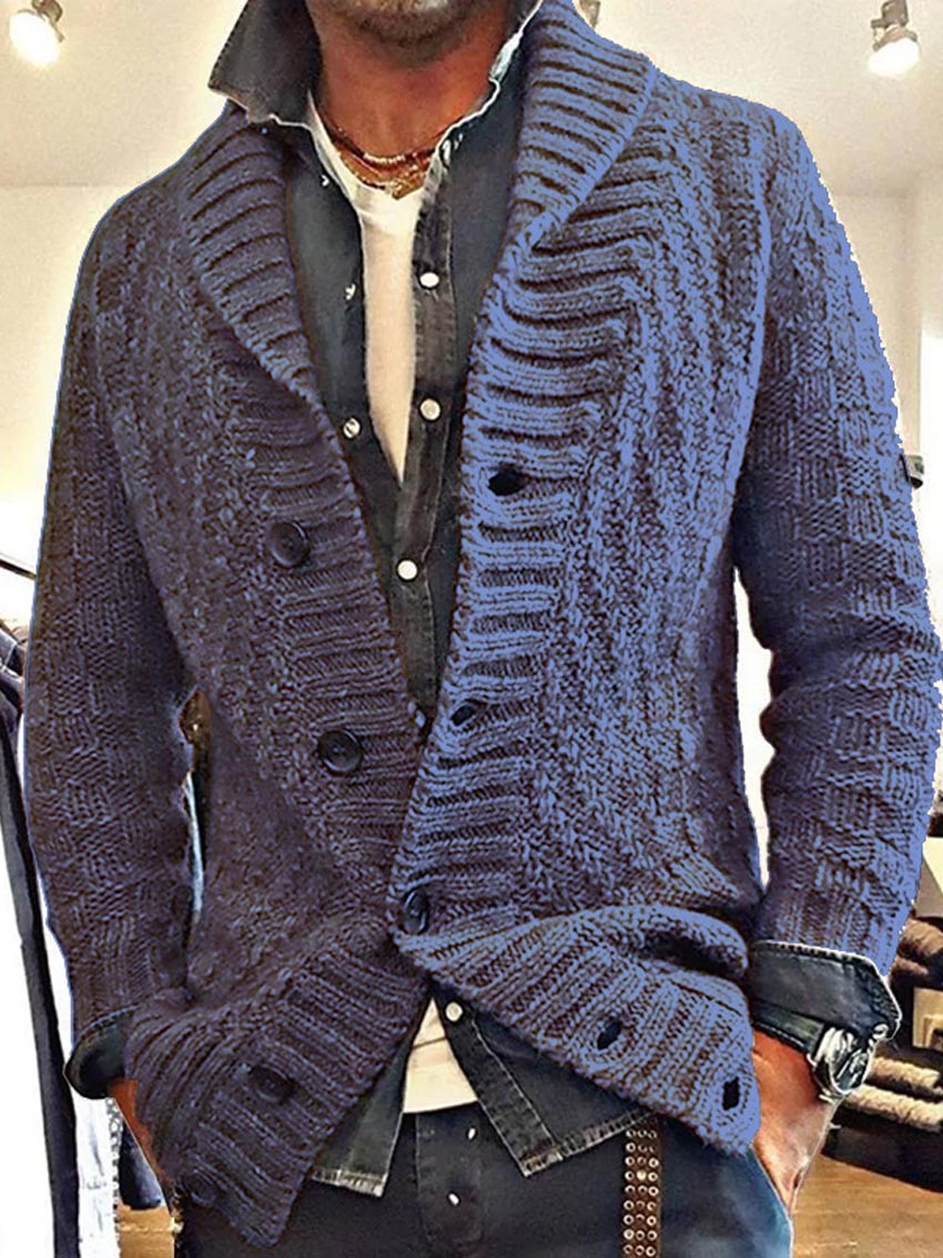 Men's Vintage Lapel Cardigan Knit Coat