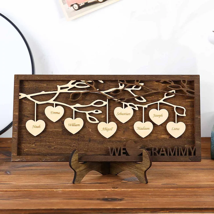 Custom Family Tree Sign Engrave 8 Names Wooden Family Frame Home Decor