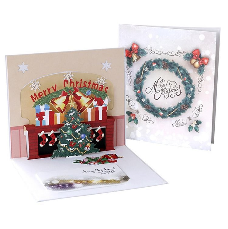 Christmas Tree and Fireplace 3D Pop Up Greeting Card