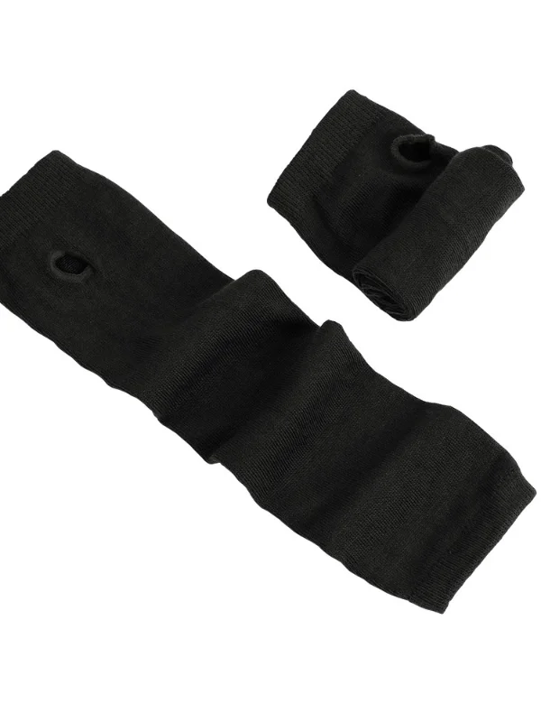 Statement Ribbing Stretchable Long Mitten