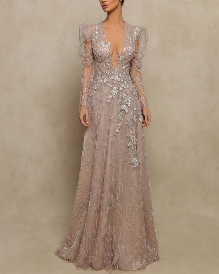 Women's Solid Color Embroidery Mesh Dress