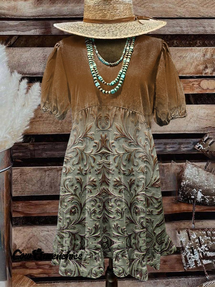 Women’s Vintage Print Pocket Cotton Dress Multicolor / S