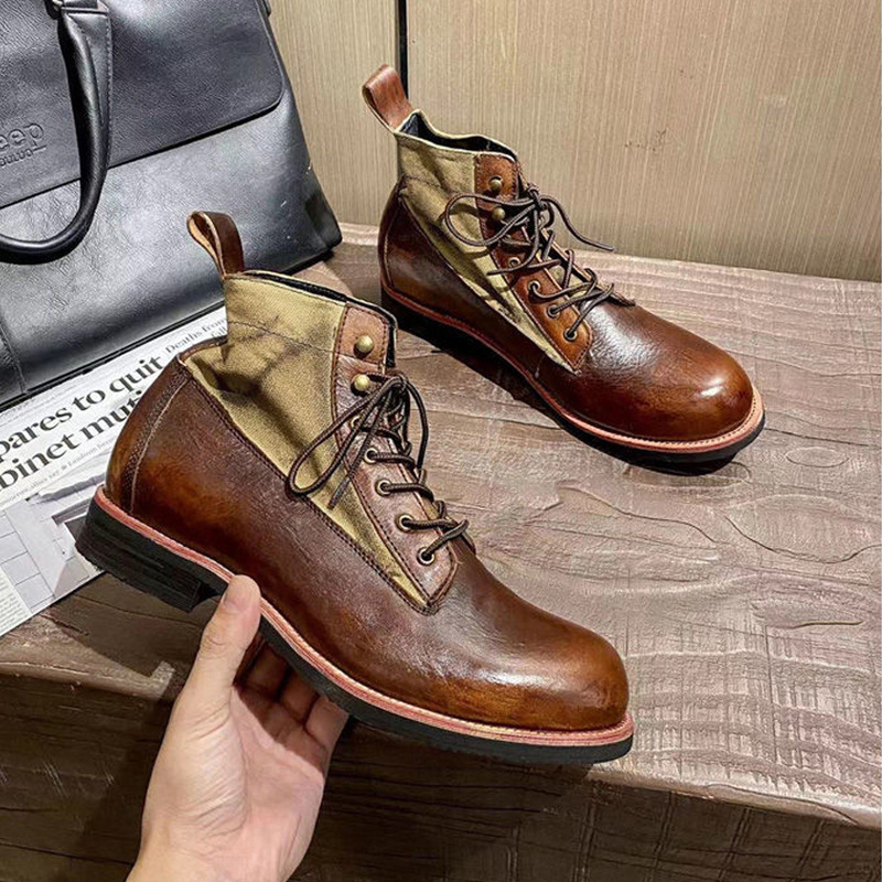 Geswet shoes for mens dress Leather Men Boots slip on Winter Waterproof Ankle Boots Outdoor Working Boots Men High Top Sneakers big size 48