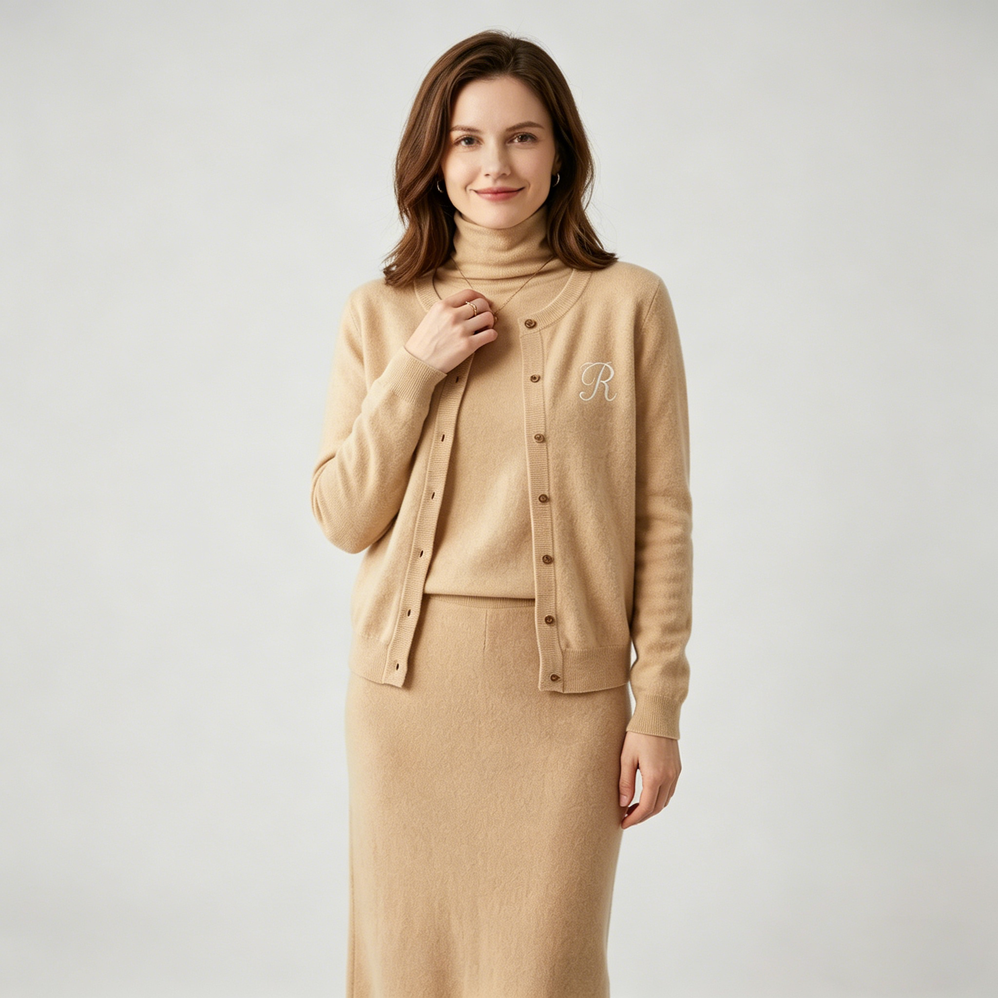 Monogrammed Snappy Women's Cashmere Sweater REAL SILK LIFE