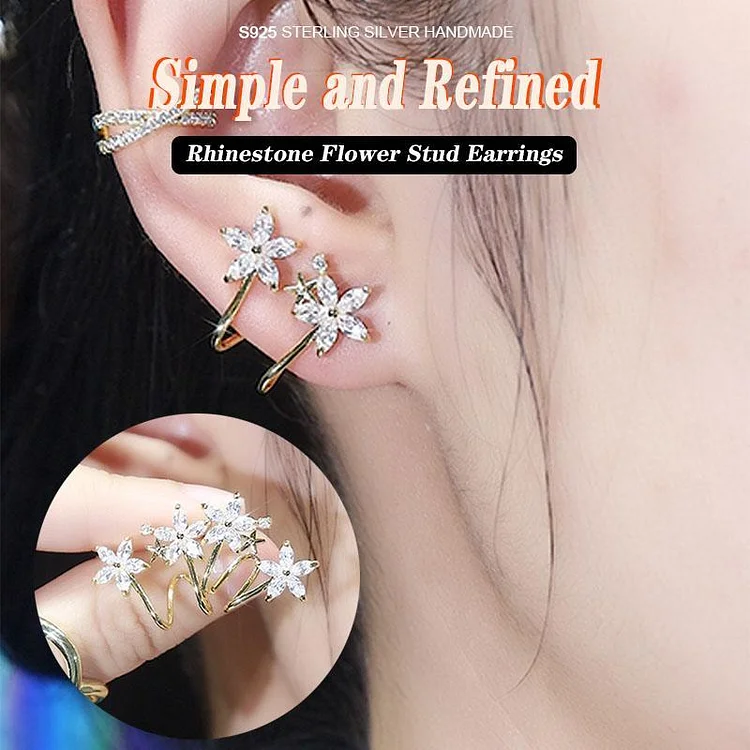 Double Flower Zircon Earring Clip