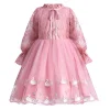 Kid Girls Embriodery Flower  Princess Tutu Birthday Party Dresses