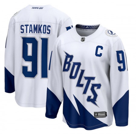 Youth Tampa Bay Lightning #91 Steven Stamkos 2022 White Stadium Series  Stitched Jersey