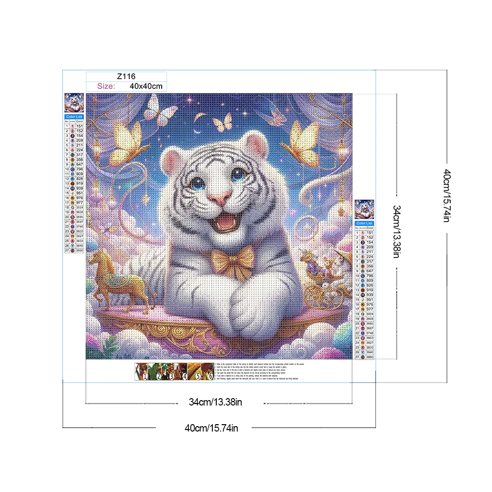 Diamond Painting - Full Round Drill - Flower Tiger(Canvas|40*40cm)