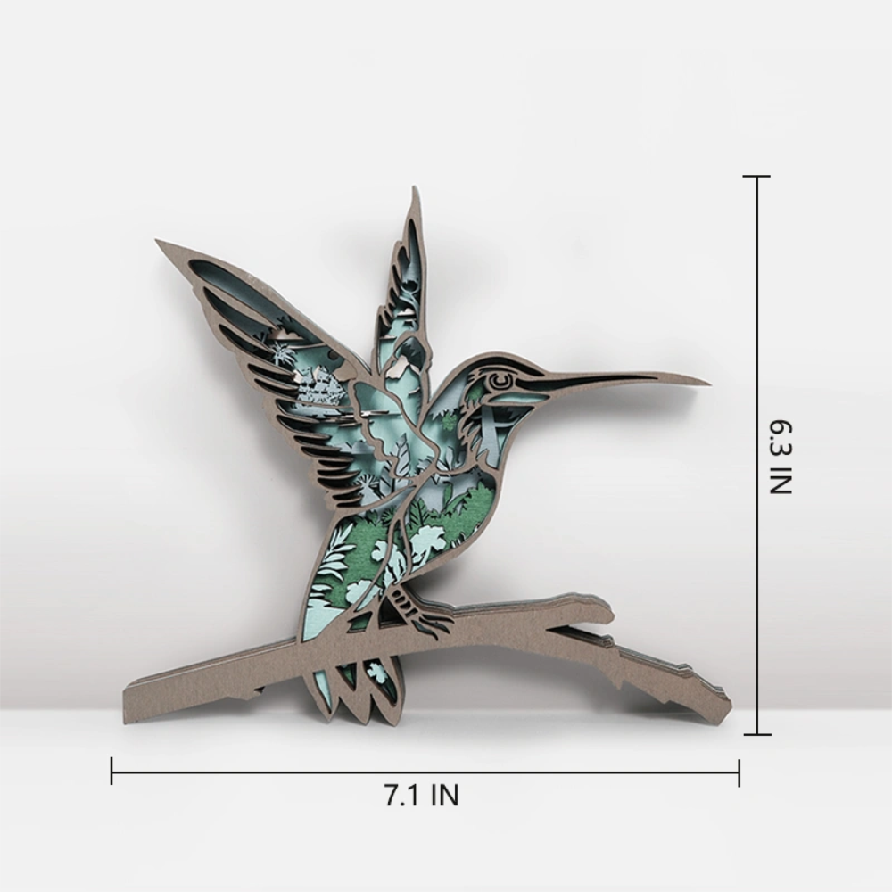 Purexcellent™ New creative home desktop wood carving hummingbird crafts ornaments