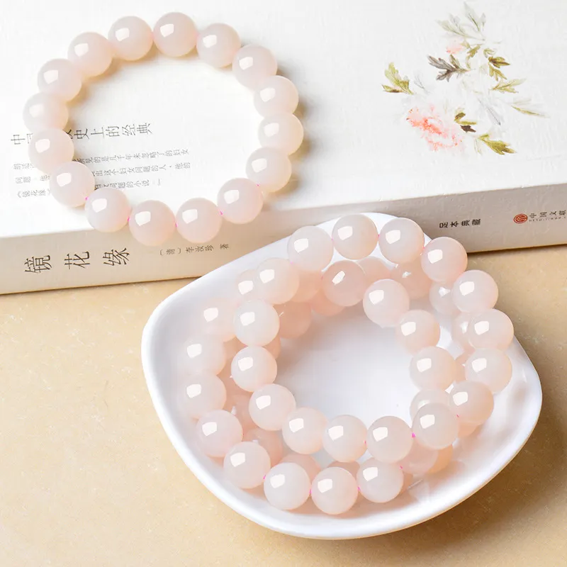 Natural Hetian Jade Lotus Root Powder Jade Bracelet 12MM