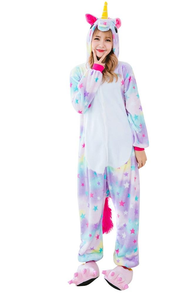 Rainbow Unicorn Adult Unisex Pajamas Costume Onesie Kigurumi-Pajamasbuy