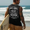 Men's Vintage Best Father's Day Surfing Graphic Print Round Neck Sleeveless Tank Top by Inlyline