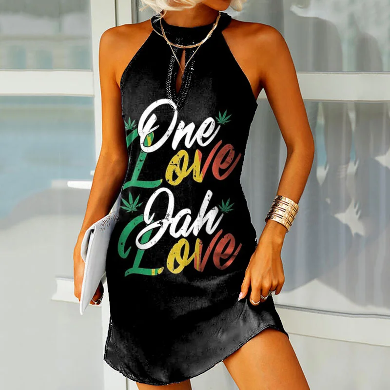 One Love Print Mini Dress