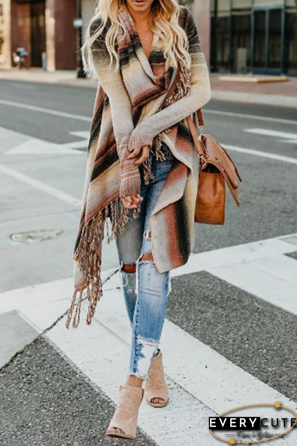 Long Sleeve Fringed Cardigan P13311