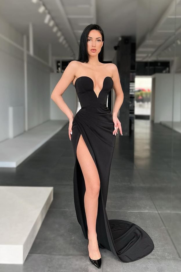 Modern Black Sweetheart Mermaid Prom Dress With Split - lulusllly