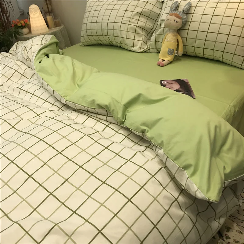 Aonga Blue Floral Duvet Cover Set with Pillowcase Bed Sheet No Filler 2024 New Single Double Queen Size Bedding Linens Fashion aonga