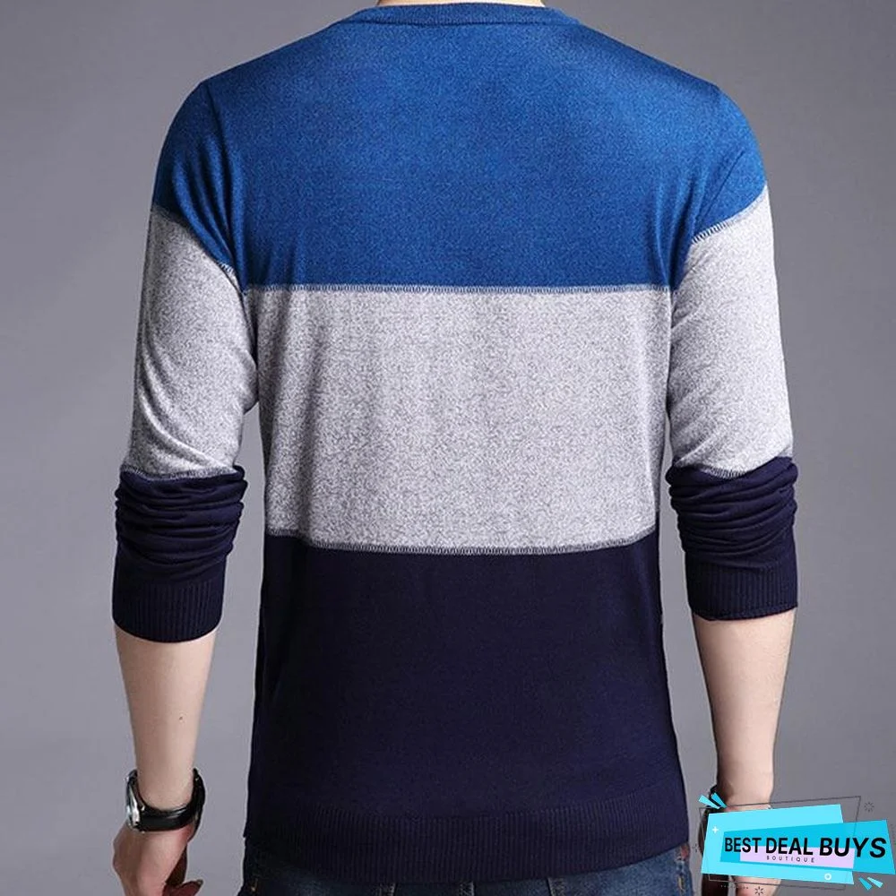 Male Pullover Sweater Men Knitted Jersey Striped Sweaters Men's Knitwear Clothes Tops