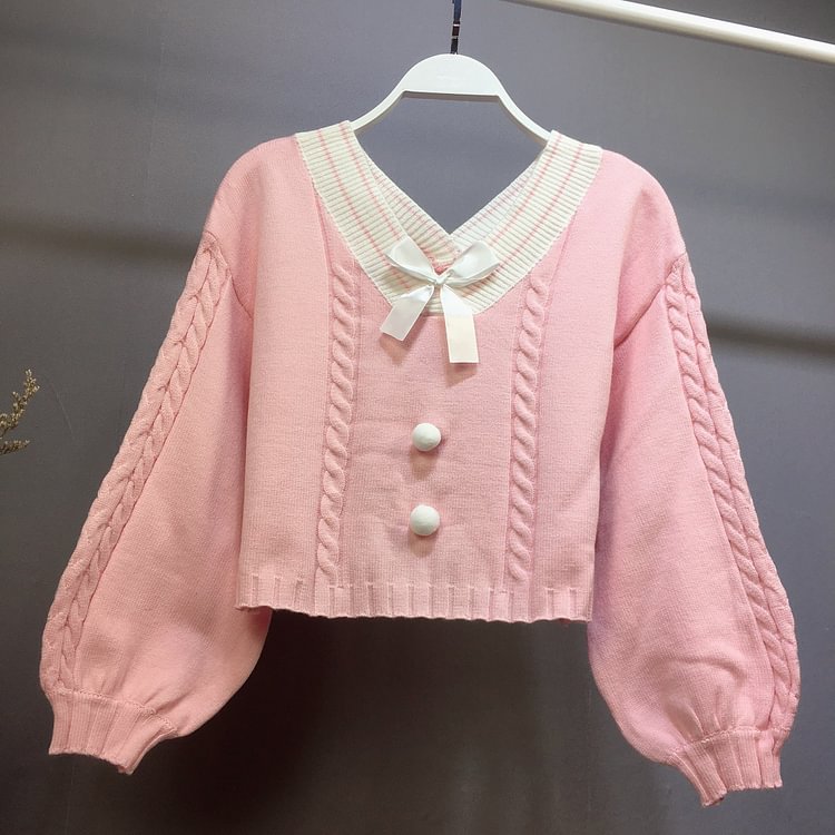 Pink/Yellow/Blue Sweet Bow Short Sweater SP13315