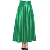 High Waist Matte PU Leather Long A-line Skirt Women's Eleagnt Solid Umbrella Skirt Plus Size Pleated Swing Skirts Streetwear 7XL