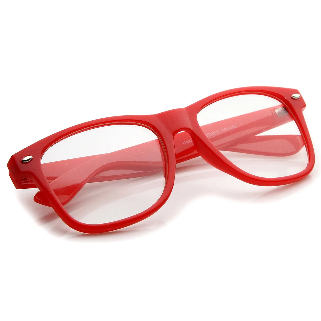 Retro Wide Temple Clear Lens Horn Rimmed Eyeglasses 54mm