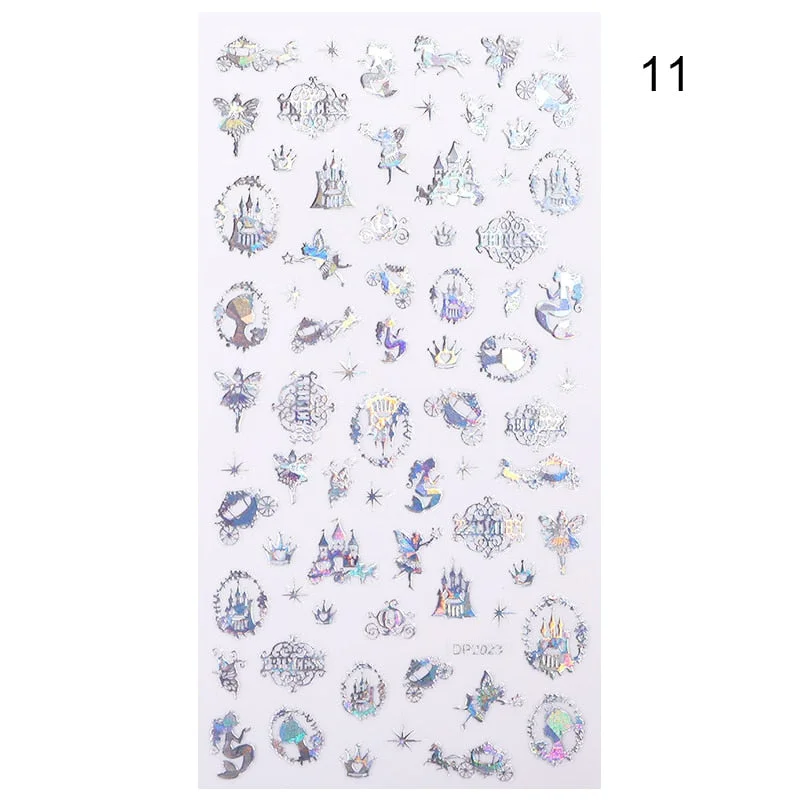 1 Sheet Nail Art 3D Nail Sticker Butterfly Colorful Nail Decals Fairy Tales Nail Transfer Decals Nail Decorations DIY Design