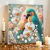 Fleurs oiseaux bricolage, set de peinture perl&eacute;e avec forme sp&eacute;ciale avec cadre 25x25cm