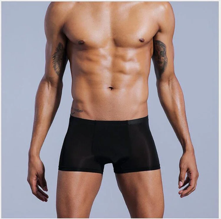 Aonga Very thin men's underwear nylon ice silk boxers double bagged high-interest high-stretch boxers