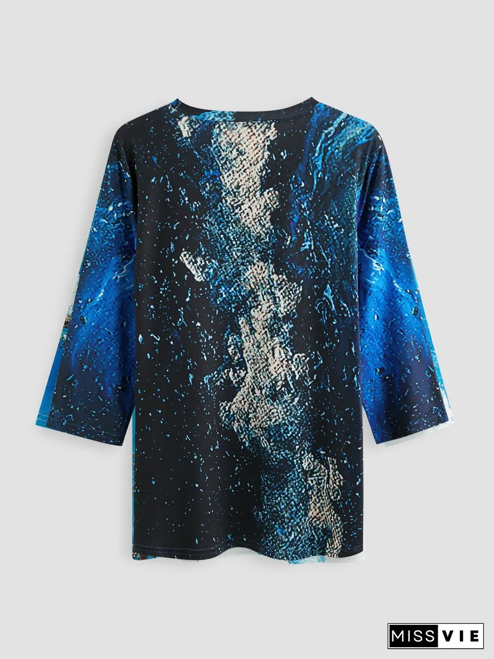 Printed Long Sleeve Crew Neck Casual T-shirt