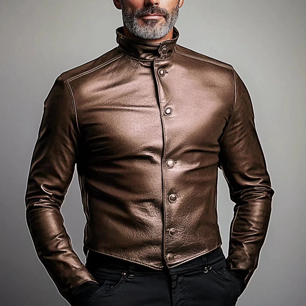 Men's Gentleman Basic Plain Leather Jacket-inspireuse