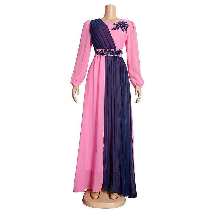 African Americans fashion QFY African Dresses For Women 2022 New Fashion Chiffon Pleated Maxi Robe Long Sleeve Elegant Gown Muslim Abaya Kaftan Ankara Bubu Ankara Style QueenFunky
