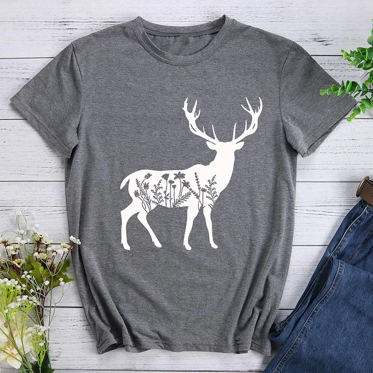 Floral Deer  T-Shirt-614243-Annaletters