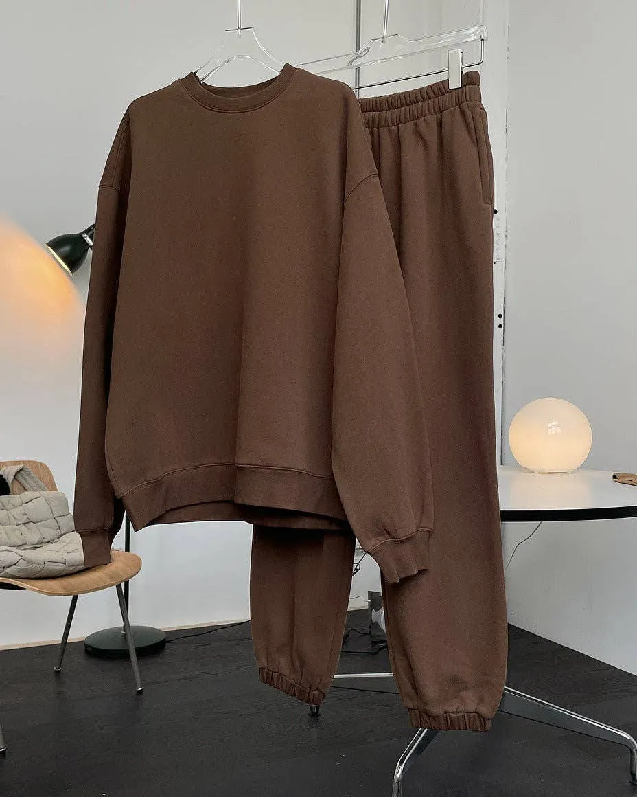 Simple Velvety Loose Solid Colour Hoodie
