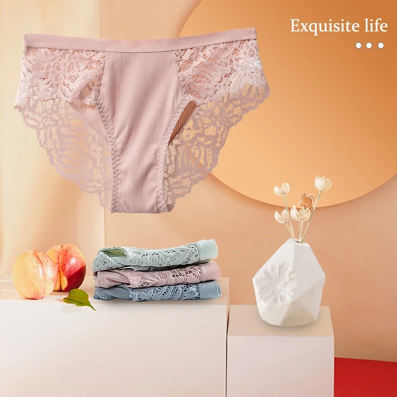 Sexy Panty Briefs Lace Panties Women Underwear Transparent Lingerie for Female Ladies Plus Size L-XXL Floral Underpants