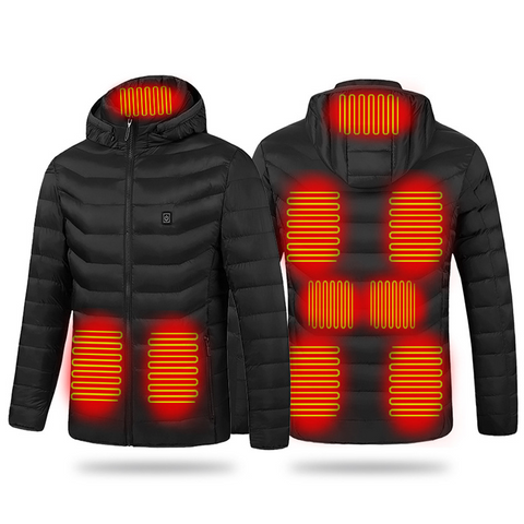 Heated Jacket for Women and Men with Battery Pack 5V Heated Coat Detachable Hood - 9 Heated Zones