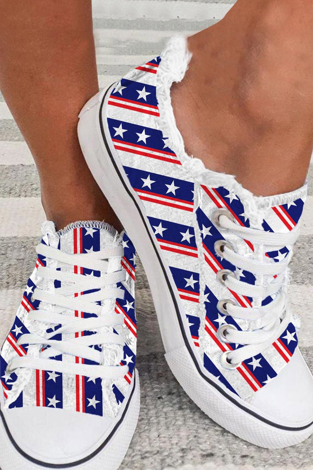 American Flag Star Red Blue White Canvas Shoes