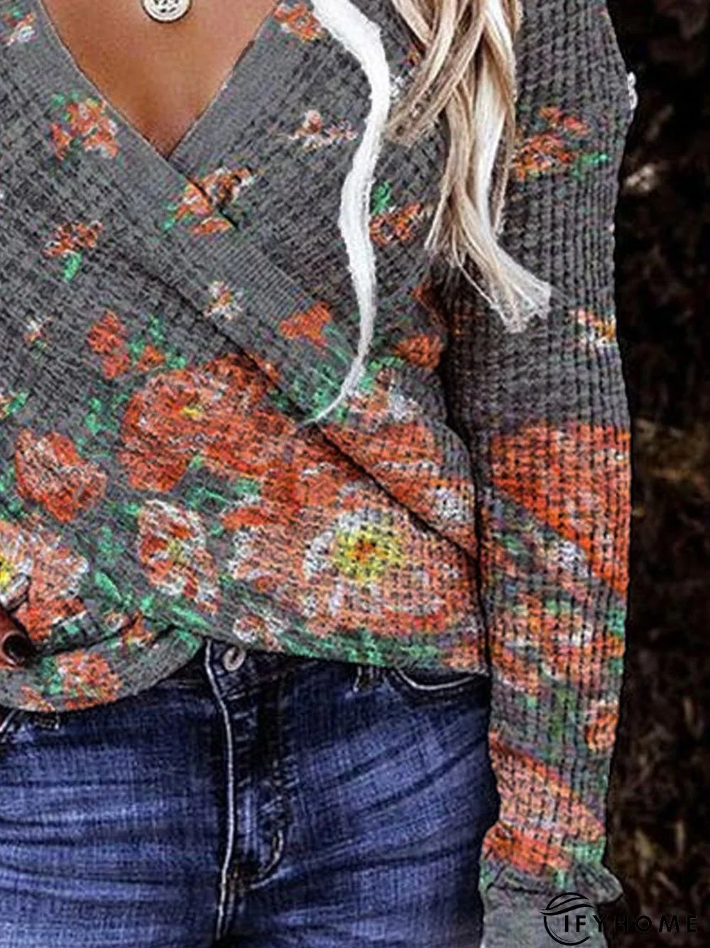 Cotton-Blend Long Sleeve Casual T-shirt | IFYHOME