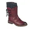 Women's PU Knitted Stitching Flat Ankle Boots