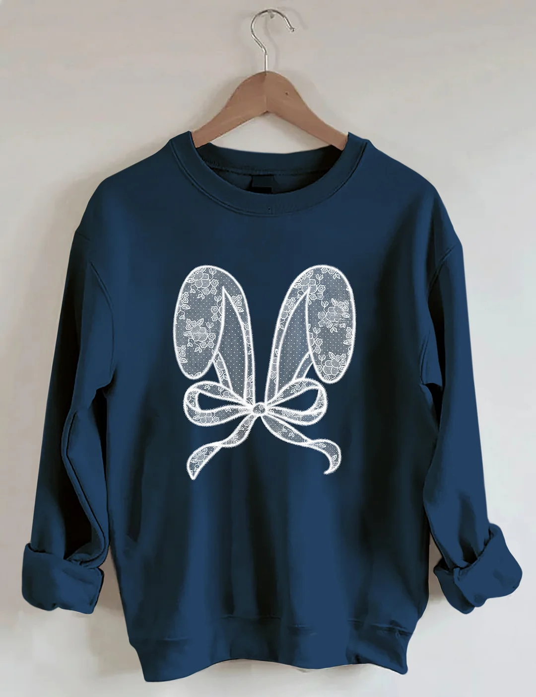 Bunny Ears With Bow Lace Sweatshirt