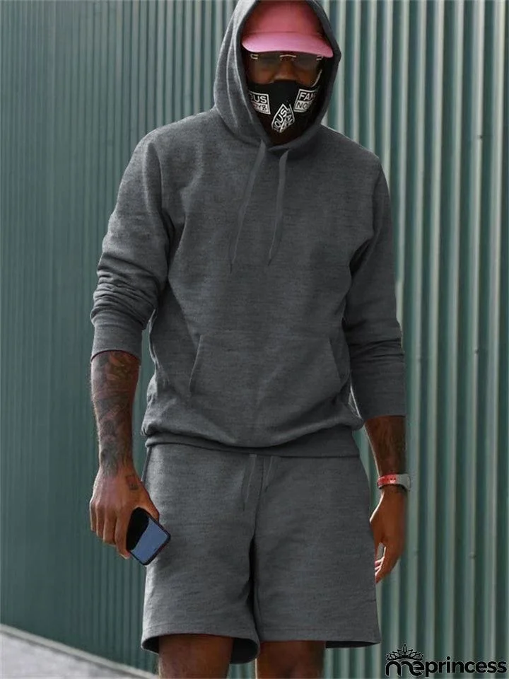 Fleece Casual Solid 2-piece Sports Suit for Men