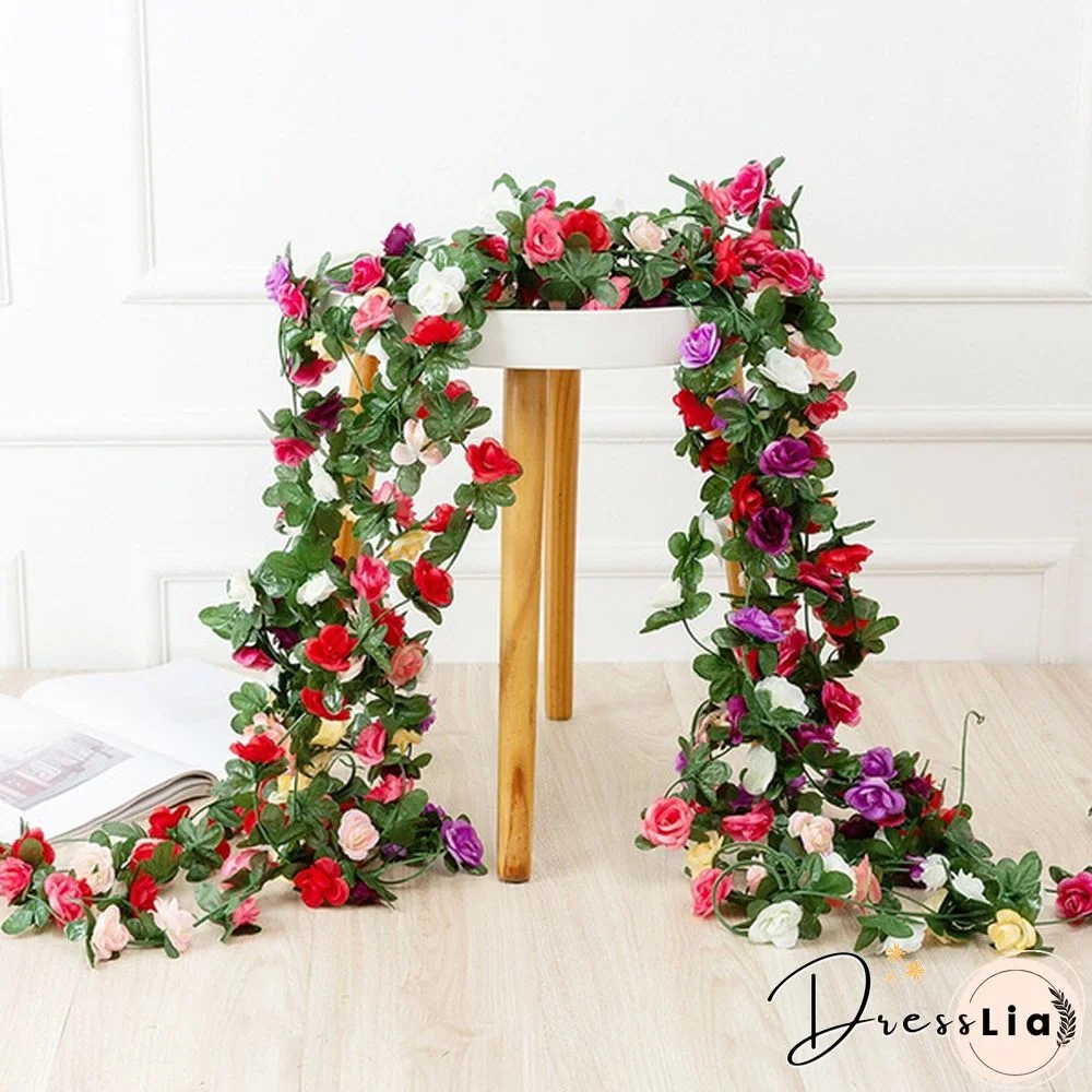 250Cm Rose Artificial Flowers Christmas Garland For Wedding Home Room Decoration Spring Autumn Garden Arch Diy Fake Plant Vine